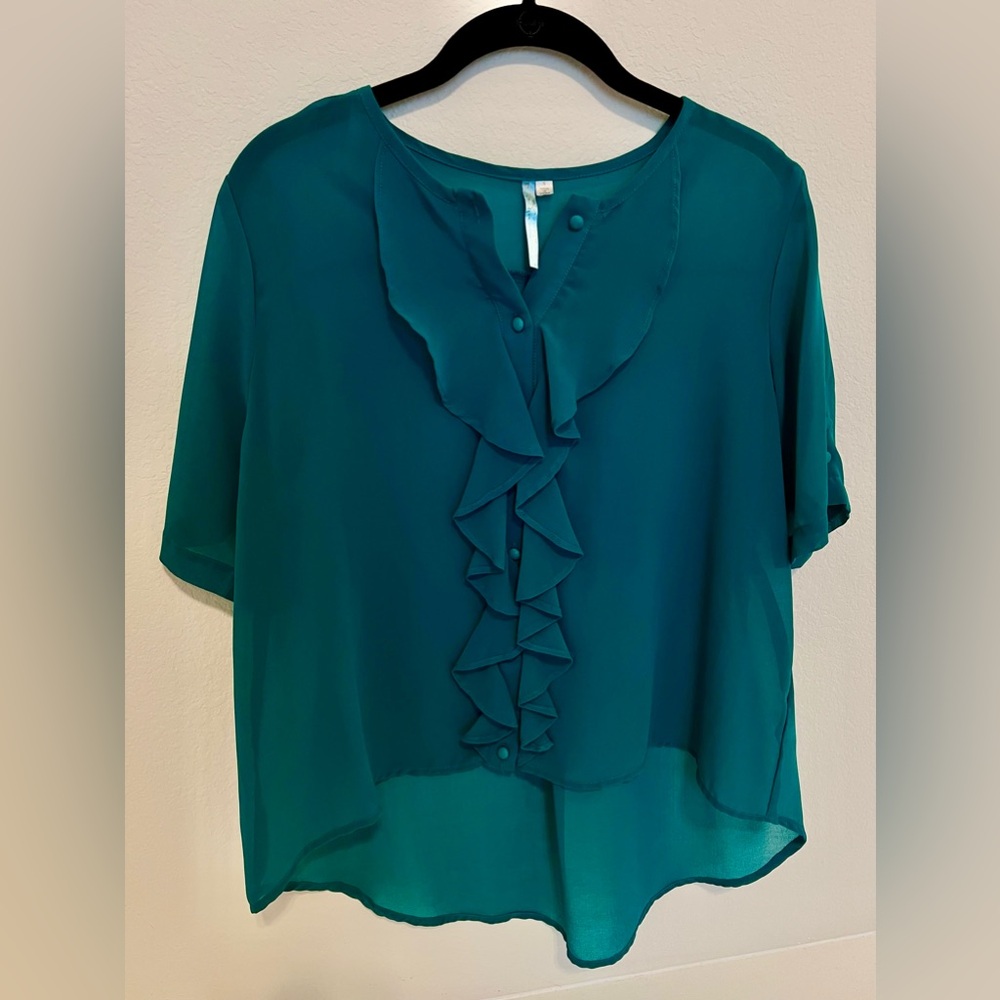 Teal high-low button blouse - size S